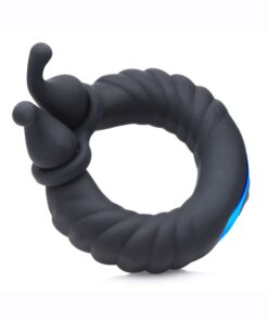Trinity Men 10X Cock Cobra Dual Stimulating Rechargeable Silicone Cock Ring - Black