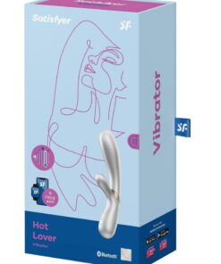 Satisfyer Hot Lover Rechargeable Silicone Warming Dual-Stim Vibrator - Silver