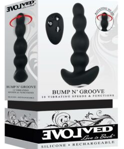 Bump N` Groove Rechargeable Silicone Anal Plug with Remote Control - Black