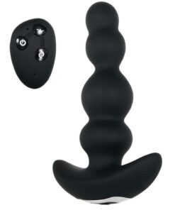 Bump N` Groove Rechargeable Silicone Anal Plug with Remote Control - Black