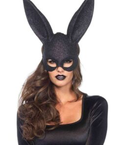 Leg Avenue Glitter Masquerade Bunny Mask - O/S - Black