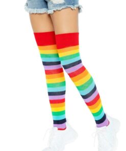 Leg Avenue Lycra Acrylic Rainbow Thigh High - O/S - Multicolor