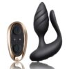 Cocktail Rechargeable Silicone Couples Vibrator with Remote Control - Black/Rose Gold