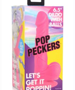 Pop Peckers Dildo with Balls 6.5in - Pink