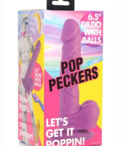 Pop Peckers Dildo with Balls 6.5in - Purple