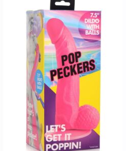 Pop Peckers Dildo with Balls 7.5in - Pink