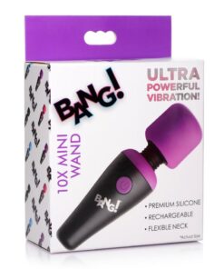 Bang! 10X Vibrating Mini Rechargeable Silicone Wand Massager- Purple