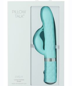Pillow Talk Lively Silicone Rechargeable Dual Motor Massager with Swarovski Crystal - Teal