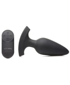 Booty Sparks Laser F... Me Rechargeable Silicone Anal Plug with Remote Control - Large - Black with Red Light