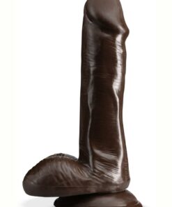 Dr. Skin Plus Posable Dildo with Balls and Suction Cup 6in - Chocolate
