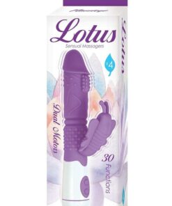 Lotus Sensual Massager #4 Silicone Rabbit Vibrator - Purple/White