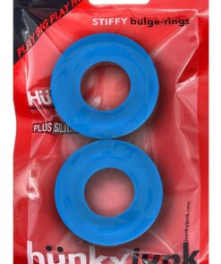 Hunkyjunk Stiffy Bulge Silicone Cock Rings (2 pack) - Teal Ice
