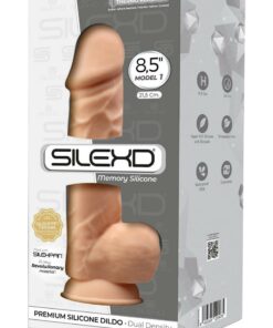 SilexD Model 2 DD04 Silicone Realistic Dual Dense Dildo with Balls 8.5in - Vanilla