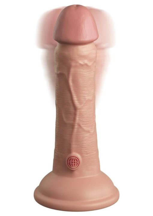 King Cock Elite Dual Density Vibrating Rechargeable Silicone Dildo 6in - Vanilla