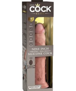 King Cock Elite Dual Density Vibrating Rechargeable Silicone Dildo with Remote Control Dildo 9in - Vanilla