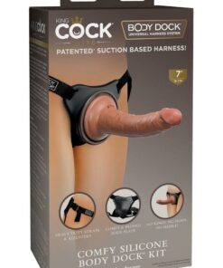 King Cock Comfy Silicone Body Dock Strap-on Kit With Dildo 7in - Caramel/Black