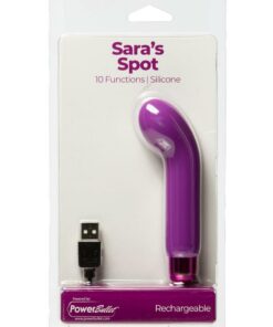 PowerBullet Sara`s Spot 10 Function Rechargeable Silicone Vibrating Bullet - Purple