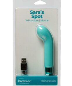 PowerBullet Sara`s Spot 10 Function Rechargeable Silicone Vibrating Bullet - Teal