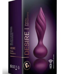 Desire Rechargeable Silicone Anal Plug with Remote Control - Purple/Rose Gold