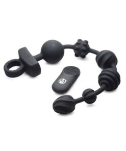 Master Series Vibrating Silicone Anal Beads with Remote Control - Black