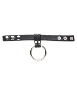 Cock Gear Leather and Steel Cock and Ball Ring - Black