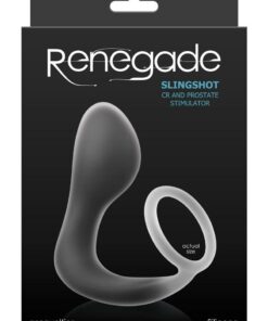 Renegade Slingshot Silicone Cock Ring and Prostate Plug - Black
