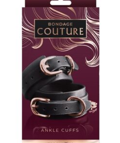 Bondage Couture PU Leather Ankle Cuffs - Black