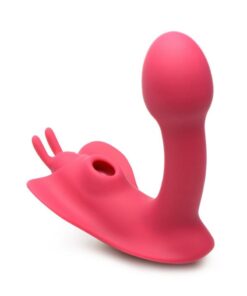 Shegasm Butterfy Tease Rechargeable Silicone 10X Clitoral Suction Stimulator with Remote Control - Pink