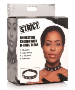 Strict Rhinestone Choker with O-Ring - Clear