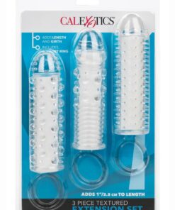 Textured Extension Set Penis Sleeves (3 piece) - Clear