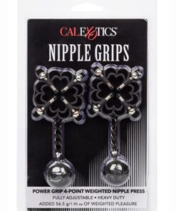 Nipple Grips Power Grip 4-Point Weighted Nipple Press Clamps - Black/Silver