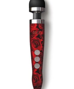 Doxy Die Cast 3R Wand Rechargeable Vibrating Body Massager - Rose Pattern Red/Black