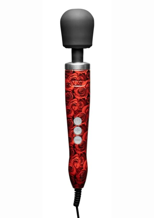 Doxy Die Cast Wand Plug-In Vibrating Body Massager Metal - Rose Pattern Red/Black