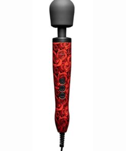Doxy Original Wand Plug-In Body Massager - Rose Pattern Red/Black