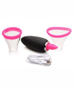 Inmi Lickgasm Mini 10X Licking and Sucking Rechargeable Silicone Clitoral Stimulator - Black/Pink