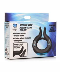 Trinity Men 10X Cock Viper Dual Stimulating Rechargeable Silicone Cock Ring - Black