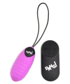 Bang! 28X Ribbed Rechargeable Silicone Egg with Remote Control - Purple