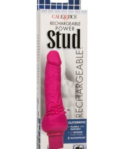 Rechargeable Power Stud Cliterrific Silicone Vibrating Dildo - Pink