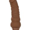 Rechargeable Power Stud Curvy Silicone Vibrating Dong - Chocolate