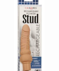 Rechargeable Power Stud Curvy Silicone Vibrating Dong - Vanilla