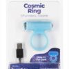 PowerBullet Cosmic Ring Rechargeable Silicone Vibrating Cock Ring - Glow in the Dark Blue