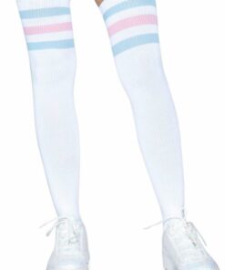 Leg Avenue Athlete Thigh Hi 3 Stripe Top - O/S - Pink/Blue