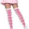 Leg Avenue Argyle Knit Over The Knee Socks - O/S - Pink