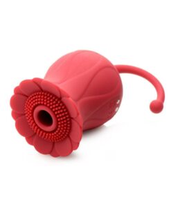 Inmi Bloomgasm Royalty Rose Rechargeable Silicone Textured Suction Clitoral Stimulator - Red