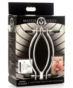 Master Series Pussy Tugger Adjustable Pussy Clamp with Leash - Silver