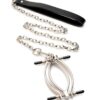 Master Series Pussy Tugger Adjustable Pussy Clamp with Leash - Silver