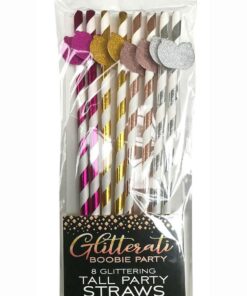 Glitterati Boobie Party Tall Party Straws (8 per Pack) - Assorted Color