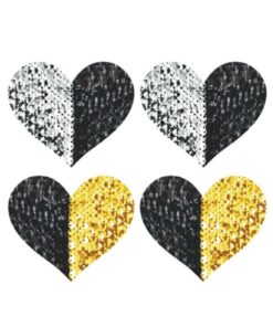 Peekaboos Reversilbe Sequin Hearts Pasties - Black/Gold