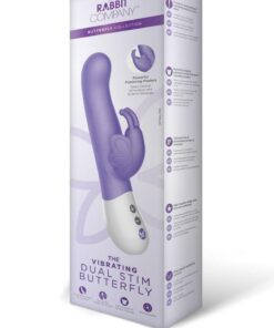 The Rabbit Company The Vibrating Dual Stim Butterfly Silicone Rechargeable Rabbit Vibrator - Purple