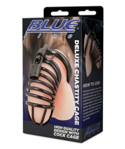Blue Line Deluxe Chastity Cage - Black
